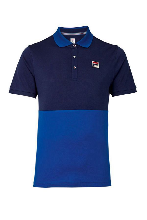 Fila Polokošeľa Panske Modre / Námornícka Modrá / Červené / Biele - Heritage Colour Block Tenis Shir